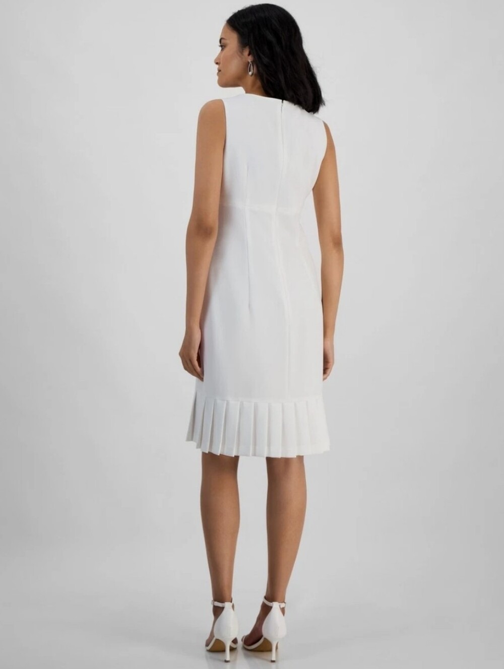 Kasper Womens Stretch-Crepe Polyester Pleated-Hem Sheath Dress - Picture 5 of 14